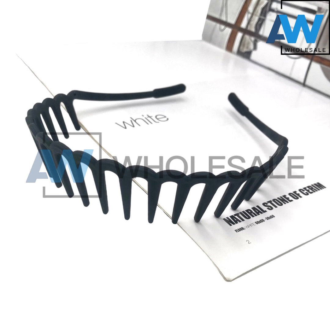 HB-230 (12 pcs) Matte Dark Toothed Headbands