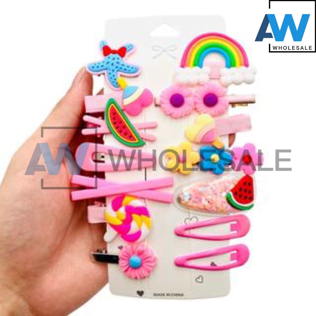 HPN-1844A (1 card) 14 in 1 Character Hair Clips Set