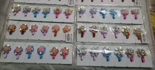 HPN-2452 (12 pcs) Pearl Metal Hair Clips