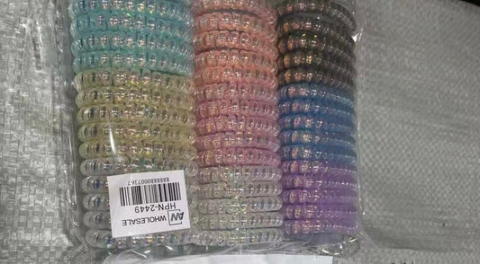 HPN-2449 (30 pcs) Transparent Telephone Wire Hair Ties