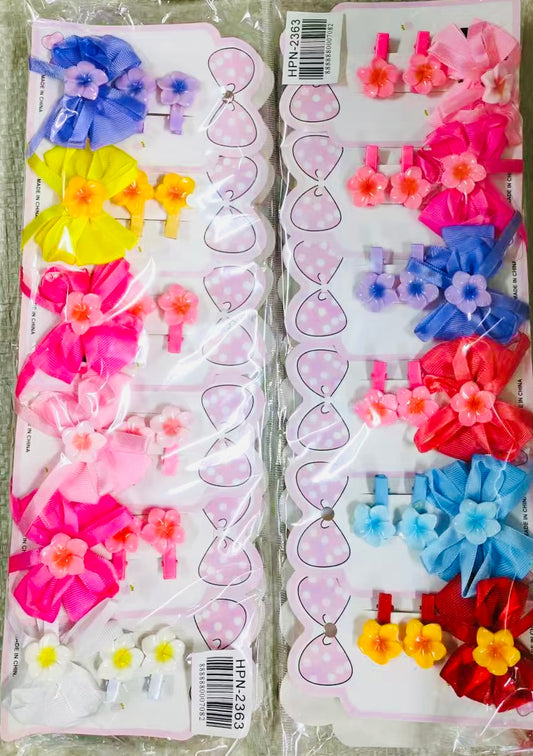 HPN-2363 (12 cards) 2 + 1 Flower Hair Clip Set