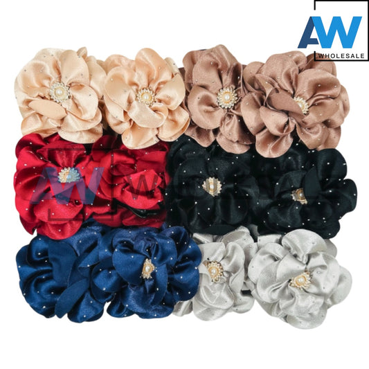 AB-1038 (12 pcs) Fabric 11 cm Hair Clamps