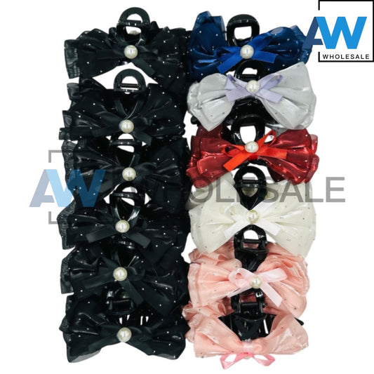 AB-1077 (12 pcs) Fabric 14 cm Hair Clamps