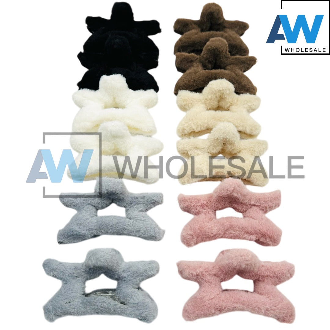 AB-1078 (12 pcs) Faux Fur 13 cm Hair Clamps