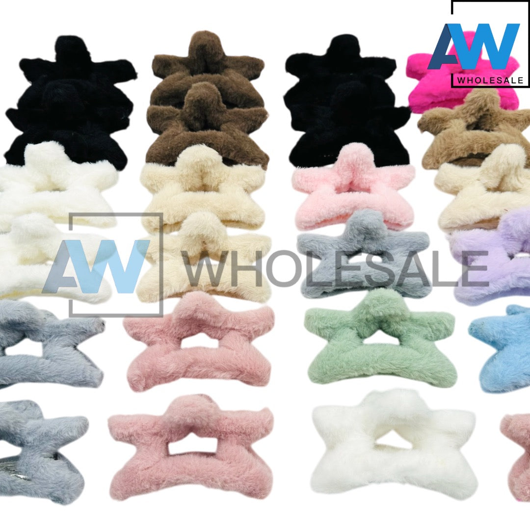 AB-1078 (12 pcs) Faux Fur 13 cm Hair Clamps