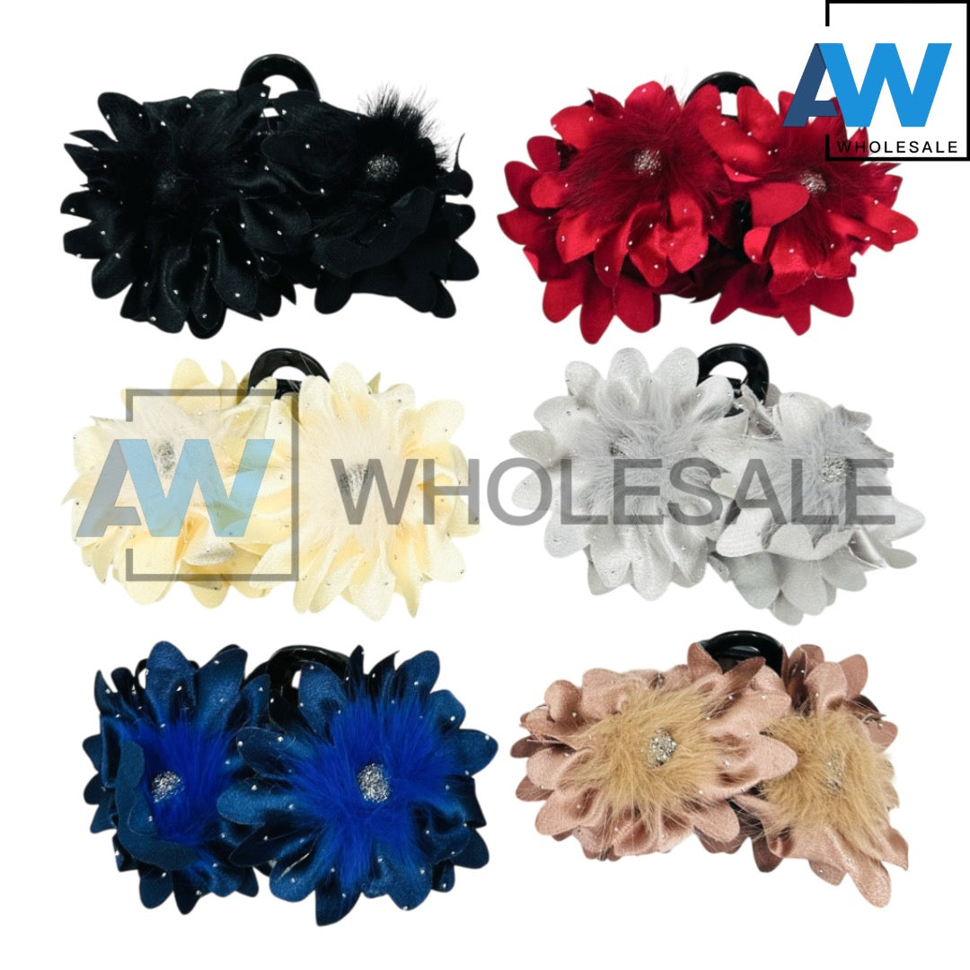 AB-1080 (12 pcs) Fabric 13 cm Hair Clamps