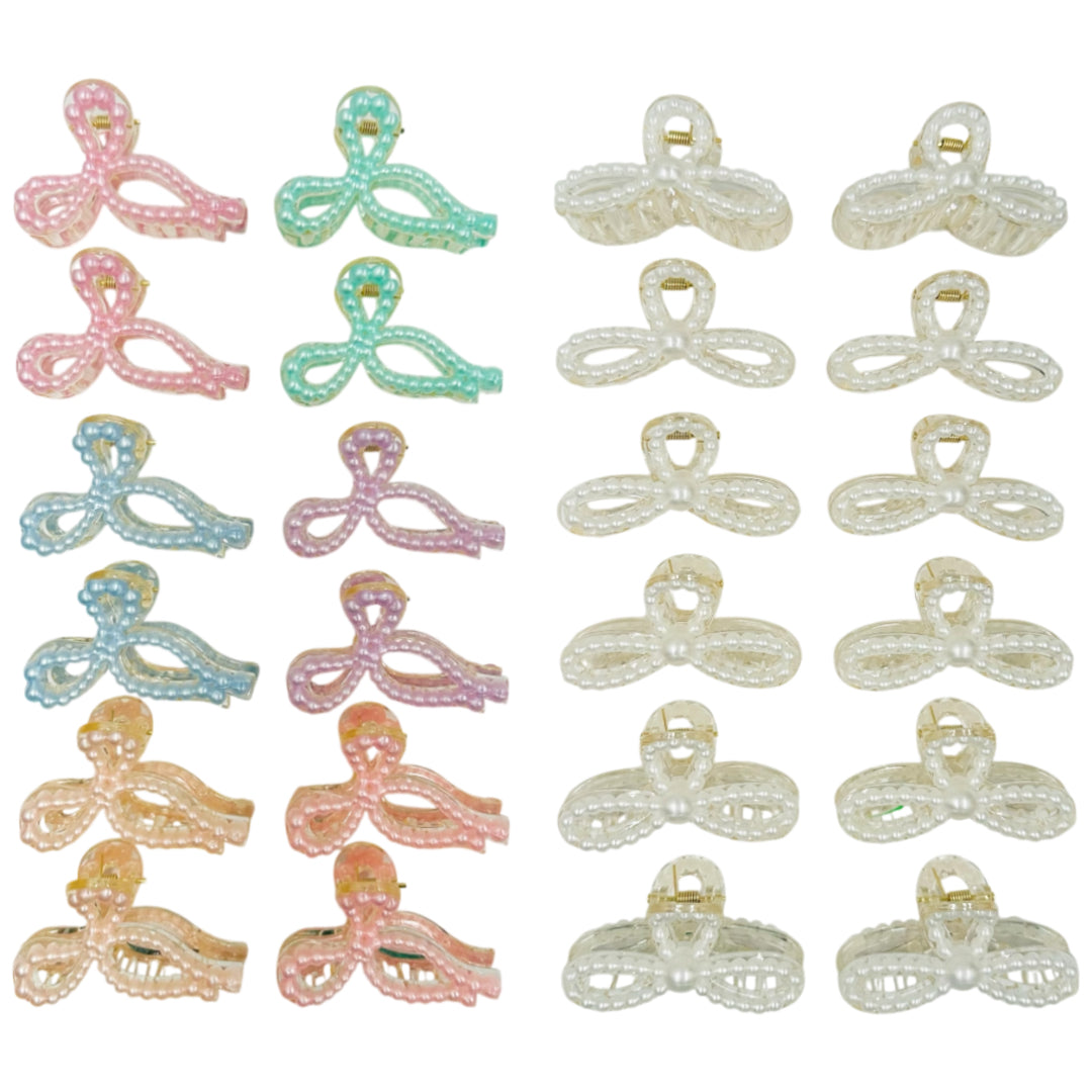 AB-1111 (12 pcs) Pearl 7 cm Hair Clamps