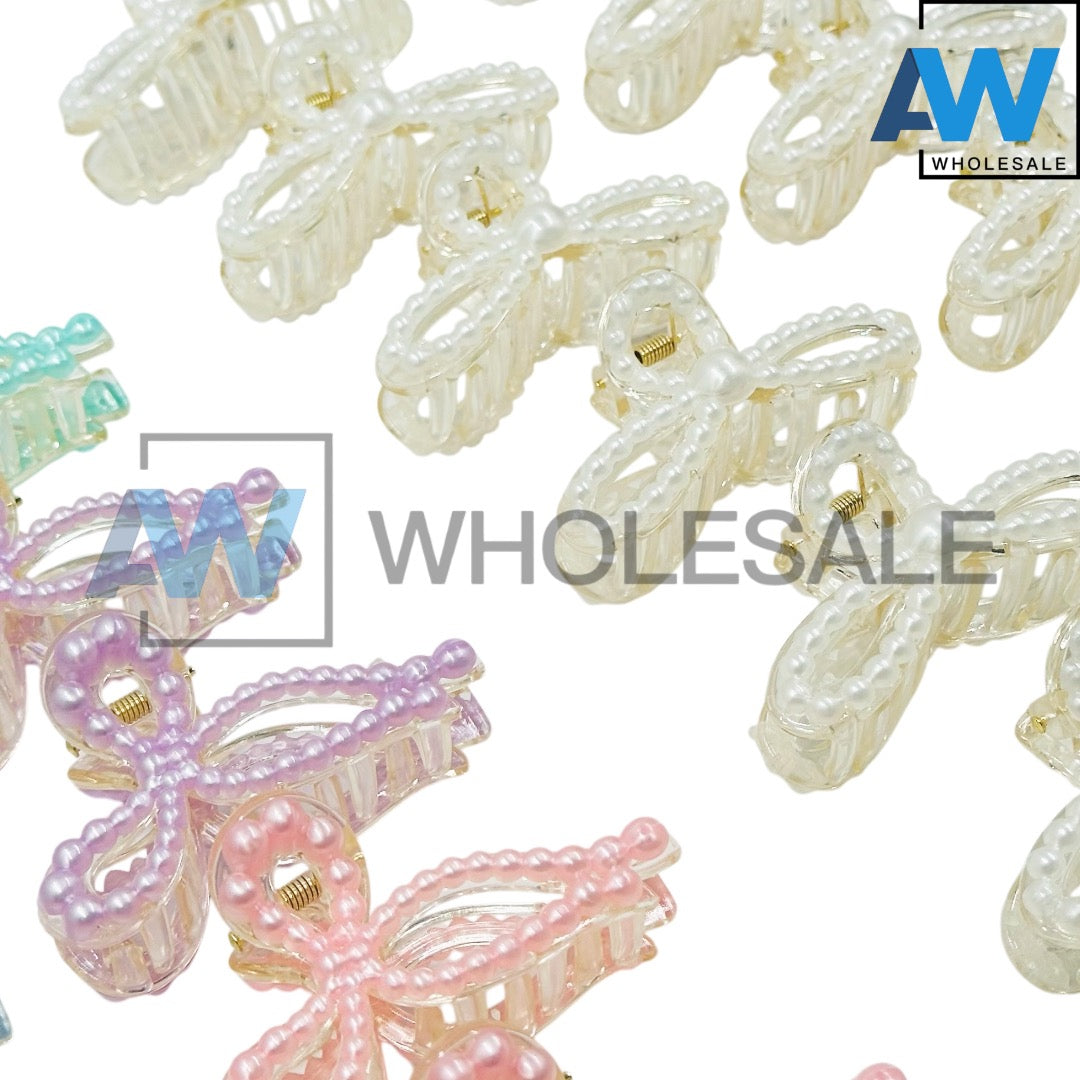 AB-1111 (12 pcs) Pearl 7 cm Hair Clamps