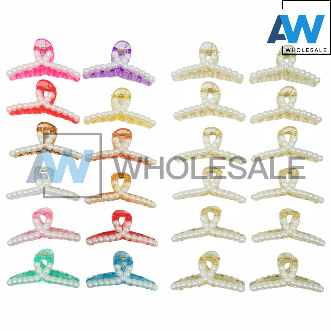 AB-1112 (12 pcs) Pearl 8 cm Hair Clamps