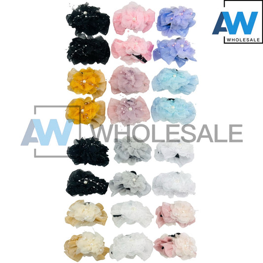 AB-1166 (12 pcs) Fabric 13 cm Hair Clamps