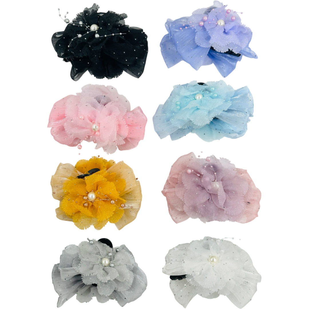AB-1166 (12 pcs) Fabric 13 cm Hair Clamps
