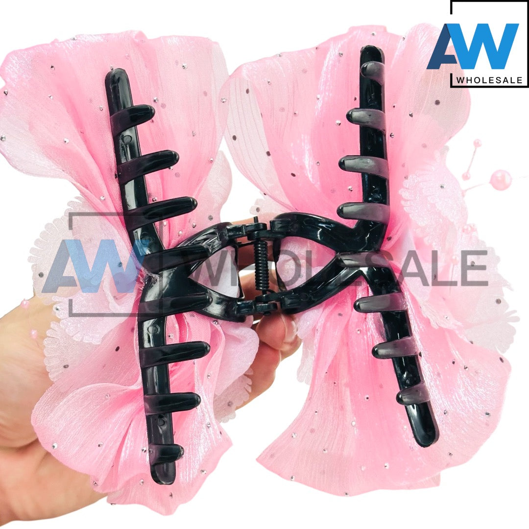 AB-1166 (12 pcs) Fabric 13 cm Hair Clamps