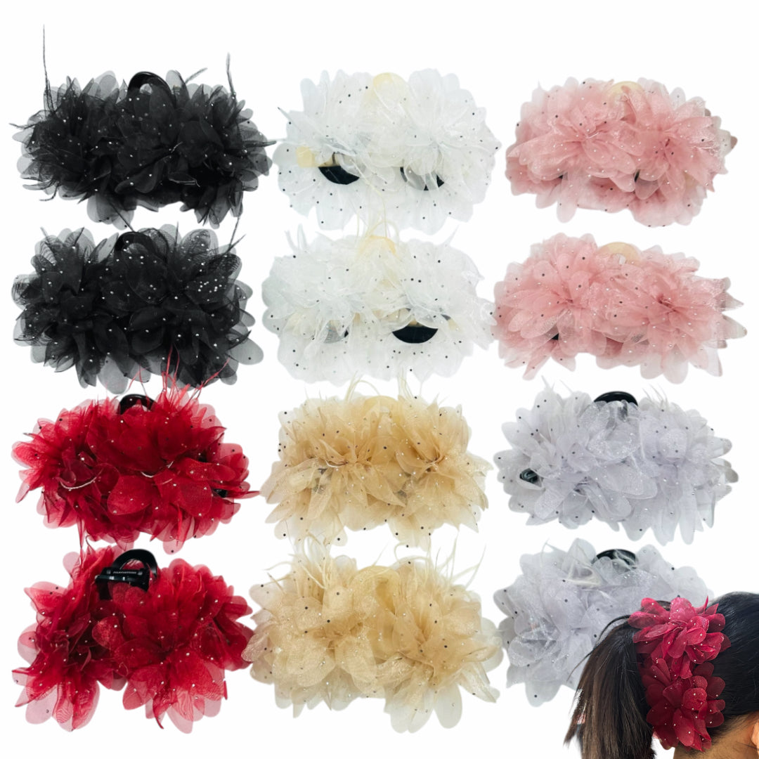 AB-1176 (12 pcs) Fabric 13 cm Hair Clamps
