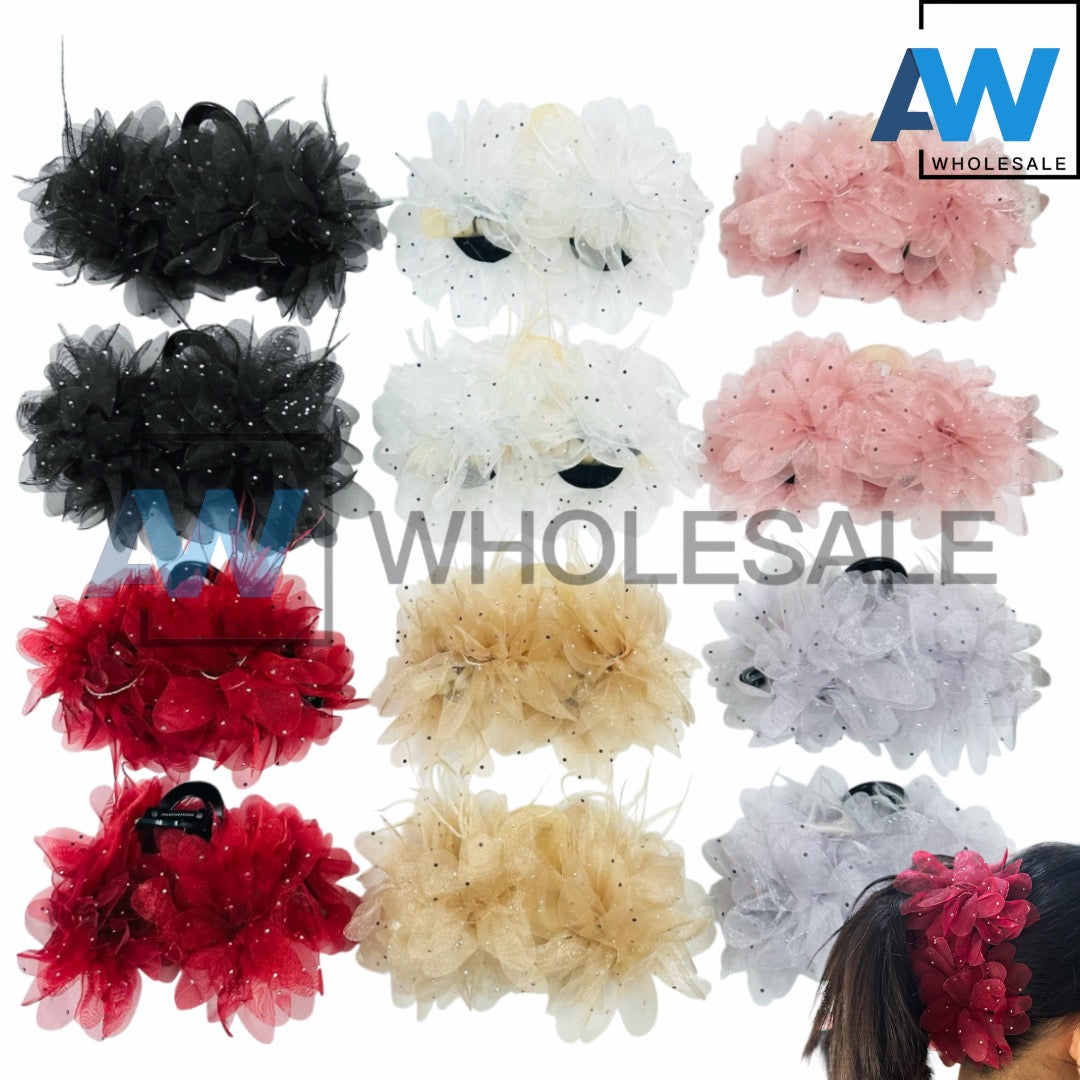 AB-1176 (12 pcs) Fabric 13 cm Hair Clamps