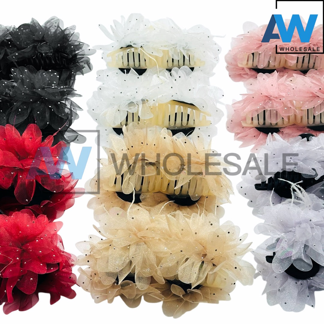 AB-1176 (12 pcs) Fabric 13 cm Hair Clamps