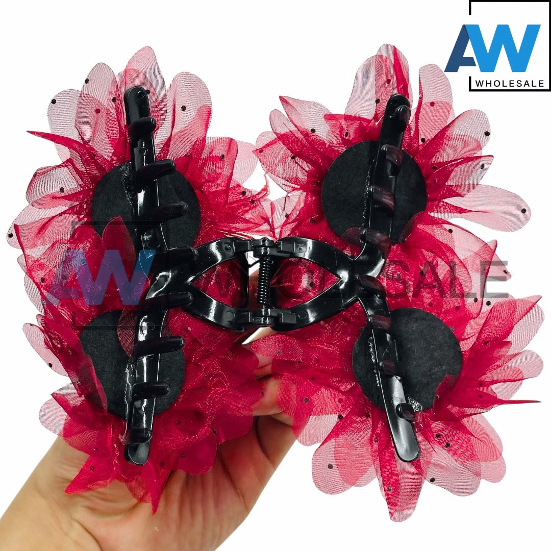AB-1176 (12 pcs) Fabric 13 cm Hair Clamps