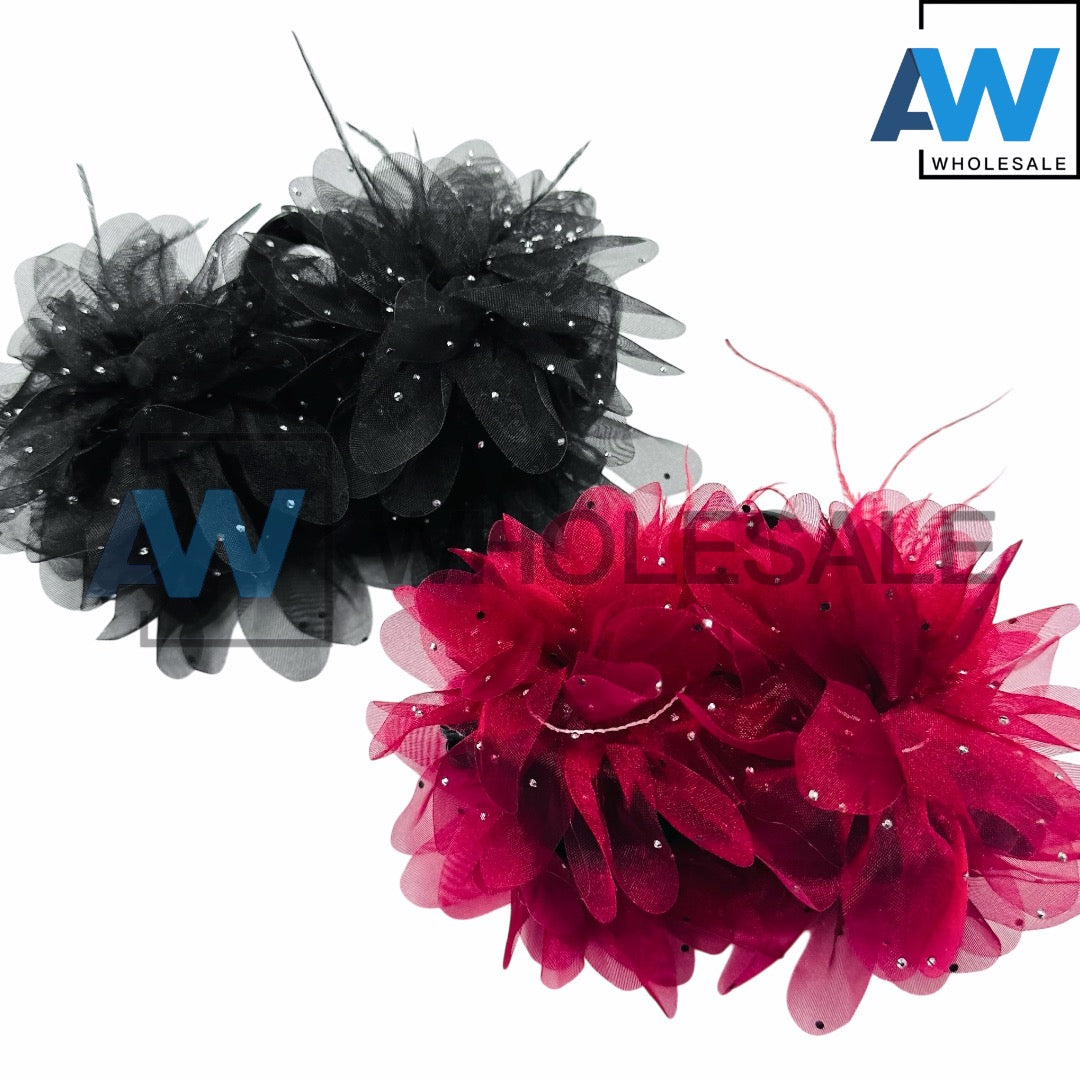 AB-1176 (12 pcs) Fabric 13 cm Hair Clamps