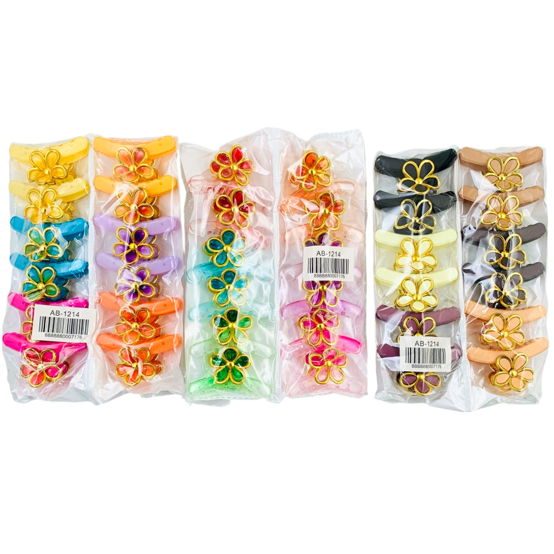 AB-1214 (12 pcs) Matte/Transparent 7 cm Hair Clamps