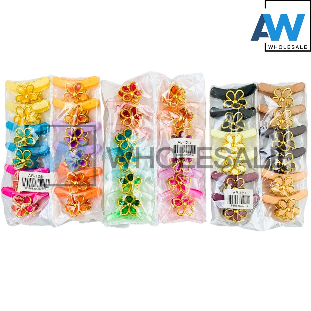 AB-1214 (12 pcs) Matte/Transparent 7 cm Hair Clamps