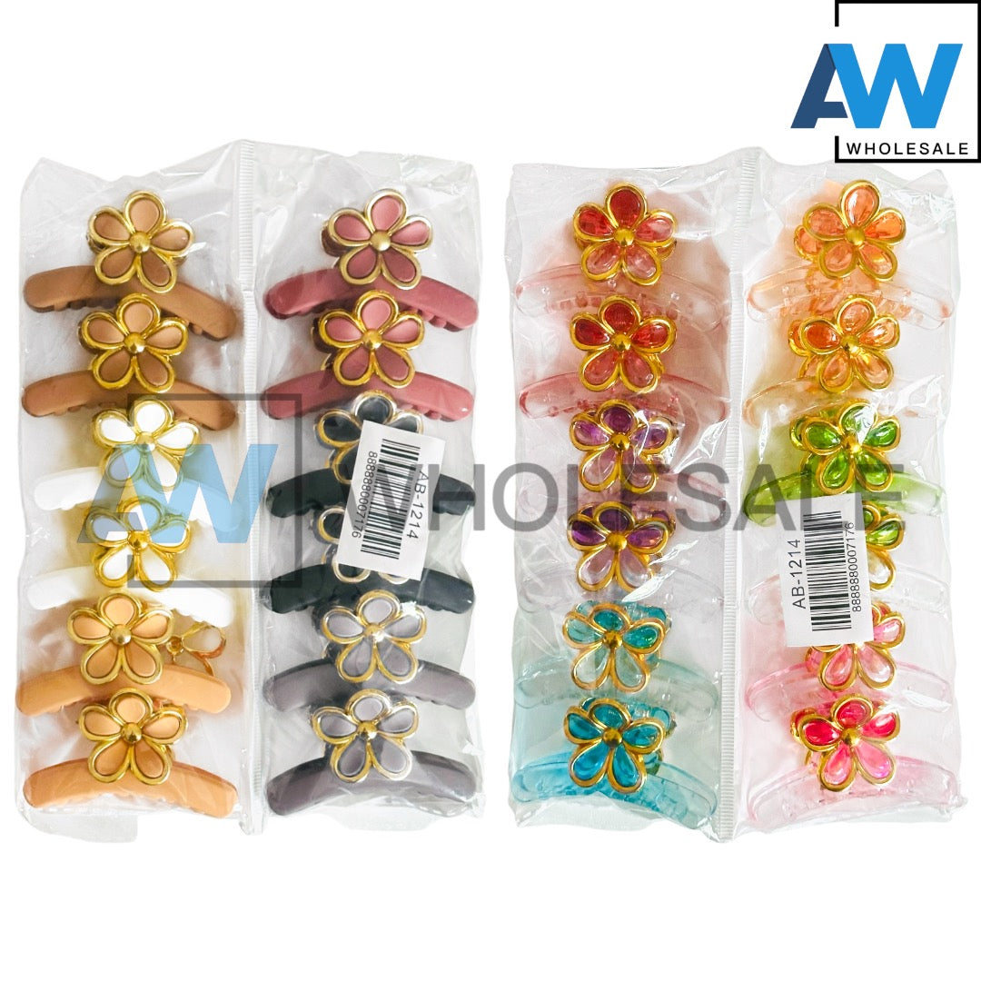AB-1214 (12 pcs) Matte/Transparent 7 cm Hair Clamps
