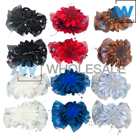 AB-1232 (12 pcs) Fabric 13 cm Hair Clamps