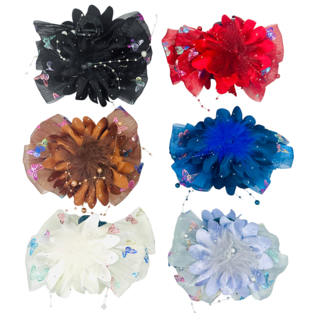 AB-1232 (12 pcs) Fabric 13 cm Hair Clamps