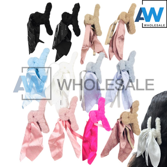 AB-1233 (12 pcs) Faux Fur 11 cm Hair Clamps