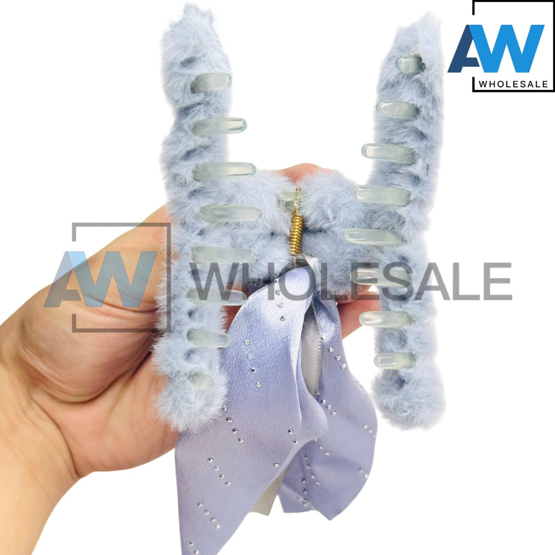 AB-1233 (12 pcs) Faux Fur 11 cm Hair Clamps