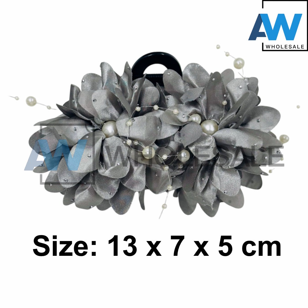 AB-1234 (12 pcs) Fabric 13 cm Hair Clamps