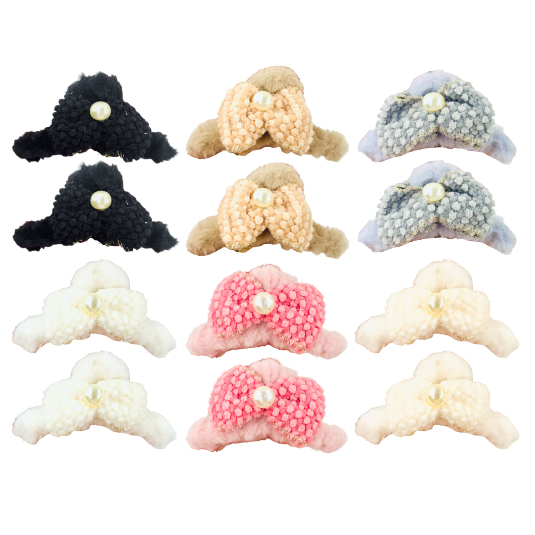AB-1245 (12 pcs) Faux Fur 11 cm Hair Clamps