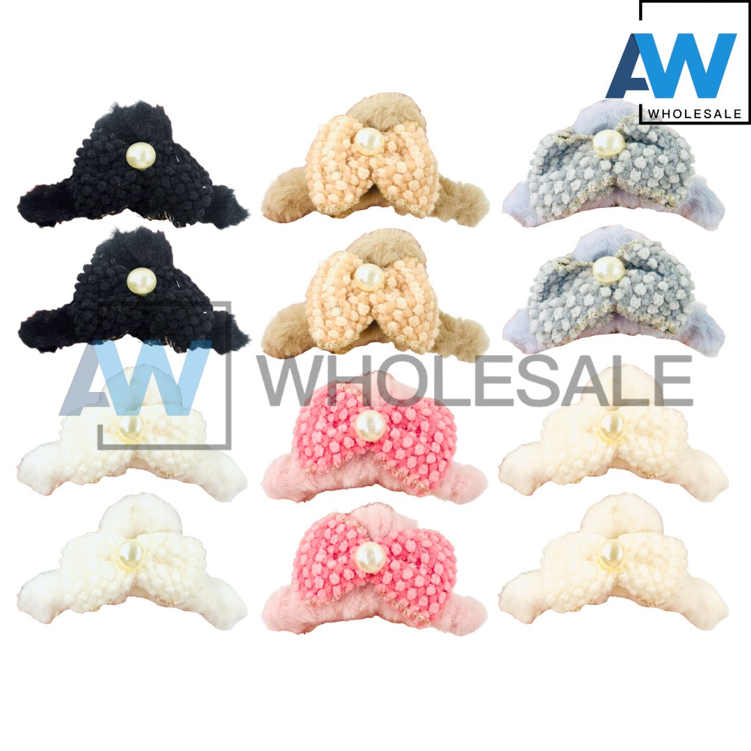AB-1245 (12 pcs) Faux Fur 11 cm Hair Clamps