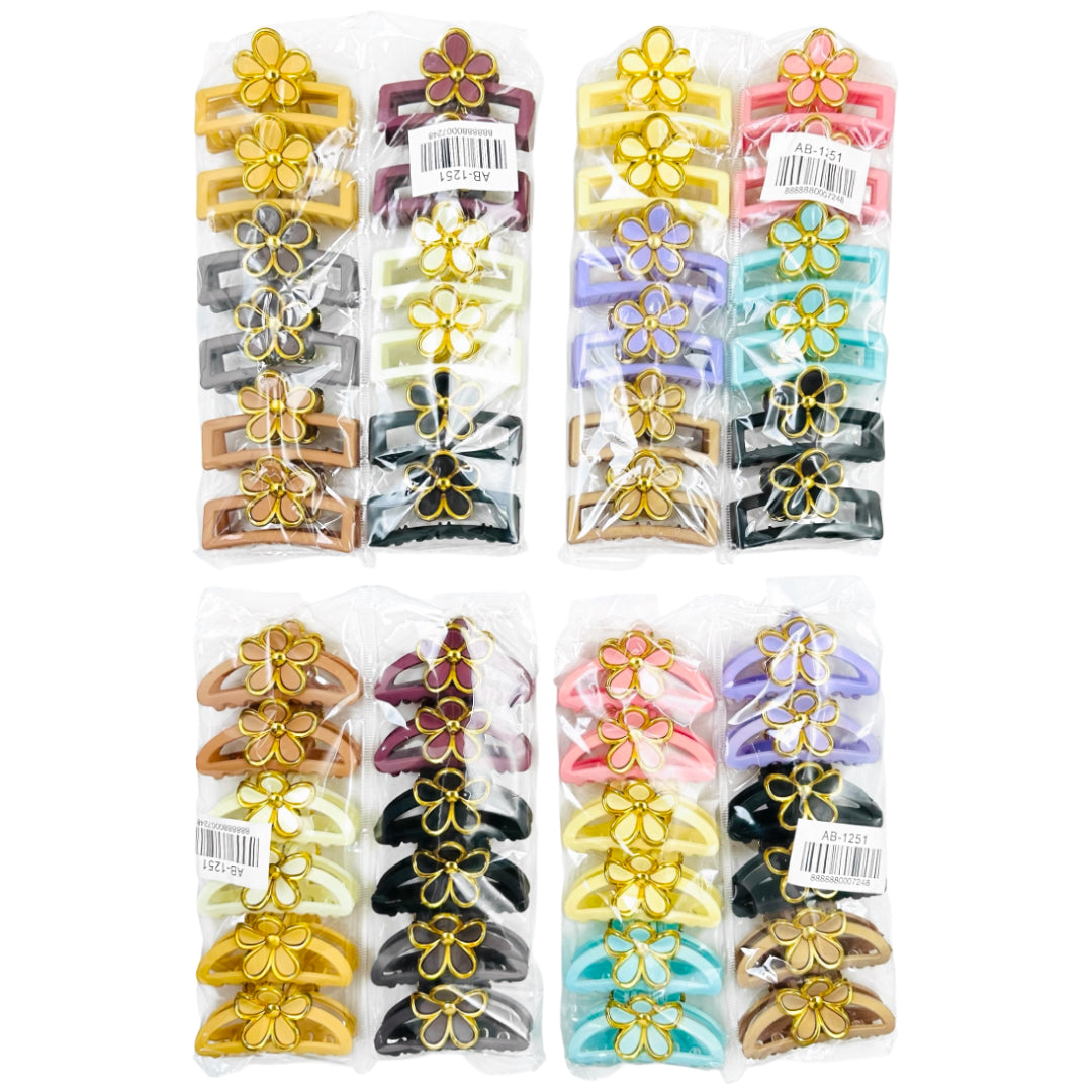 AB-1251 (12 pcs) Matte 7 cm Hair Clam