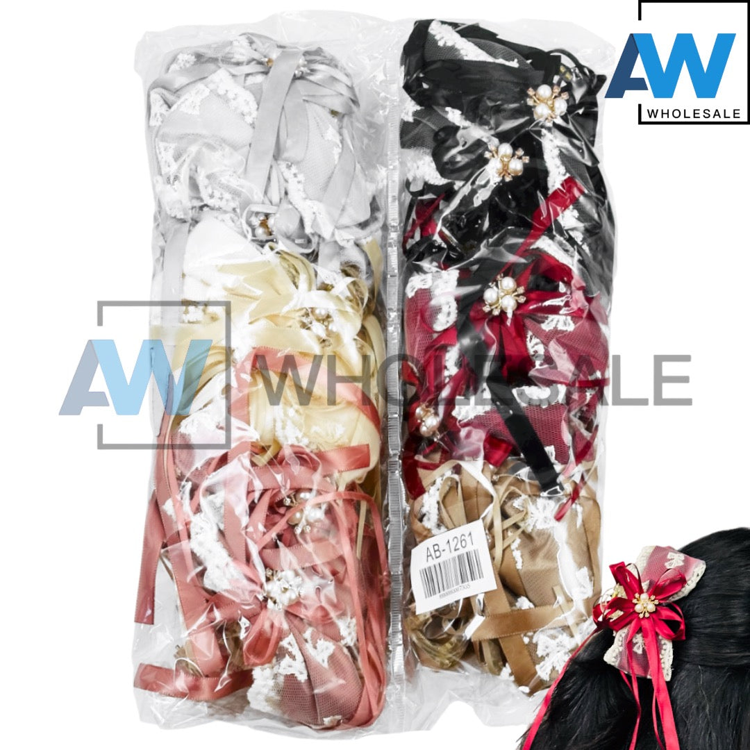 AB-1261 (12 pcs) Fabric 11 cm Hair Clamps