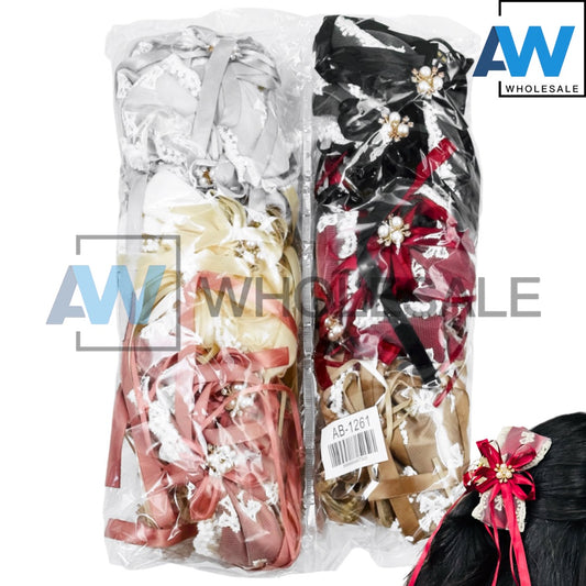 AB-1261 (12 pcs) Fabric 11 cm Hair Clamps