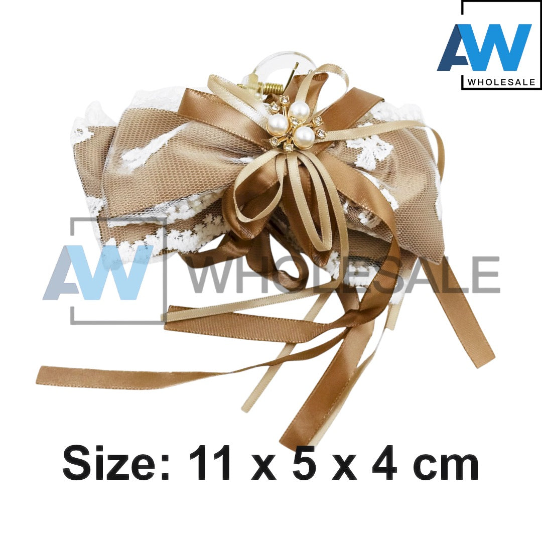 AB-1261 (12 pcs) Fabric 11 cm Hair Clamps