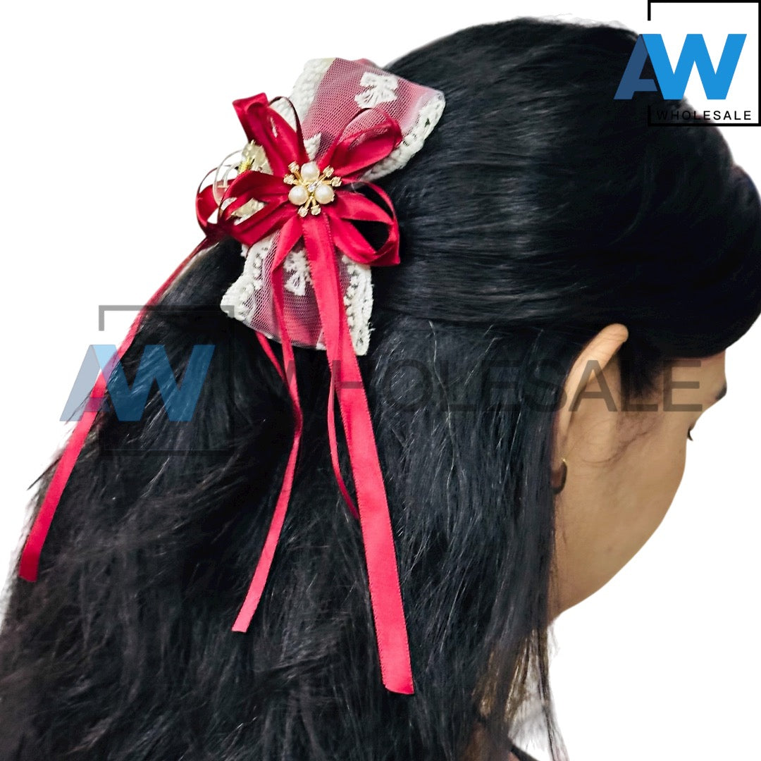 AB-1261 (12 pcs) Fabric 11 cm Hair Clamps