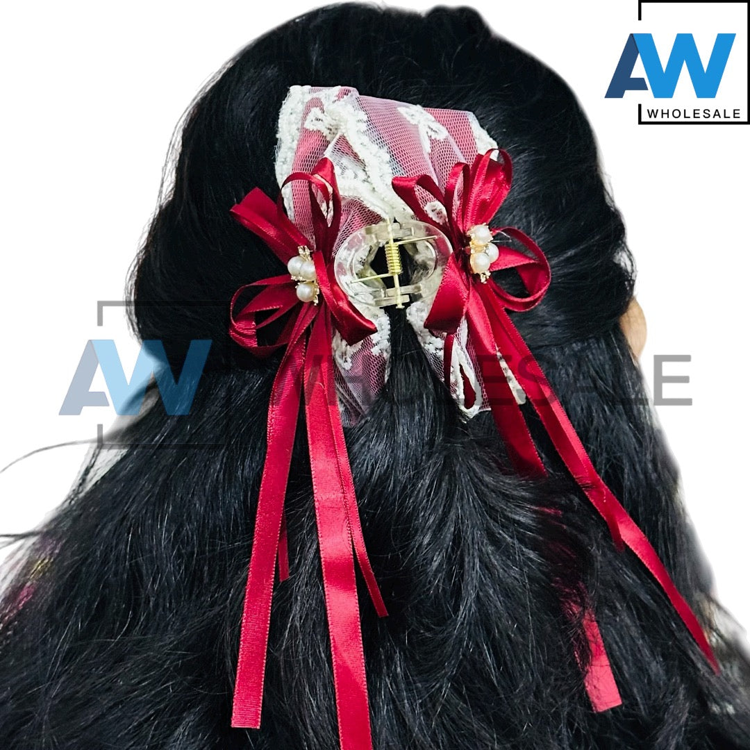 AB-1261 (12 pcs) Fabric 11 cm Hair Clamps
