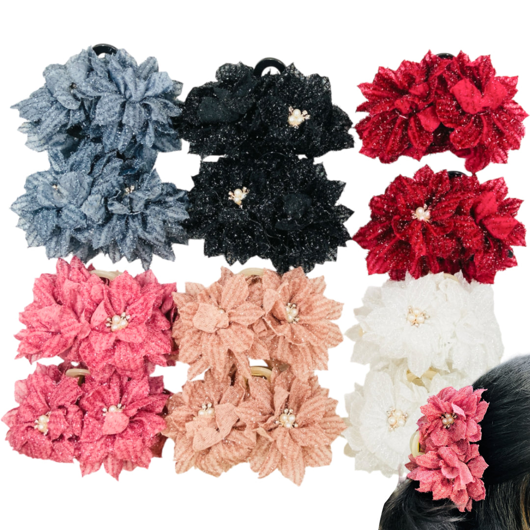 AB-1276 (12 pcs) Fabric Pearl 13 cm Hair Clamps