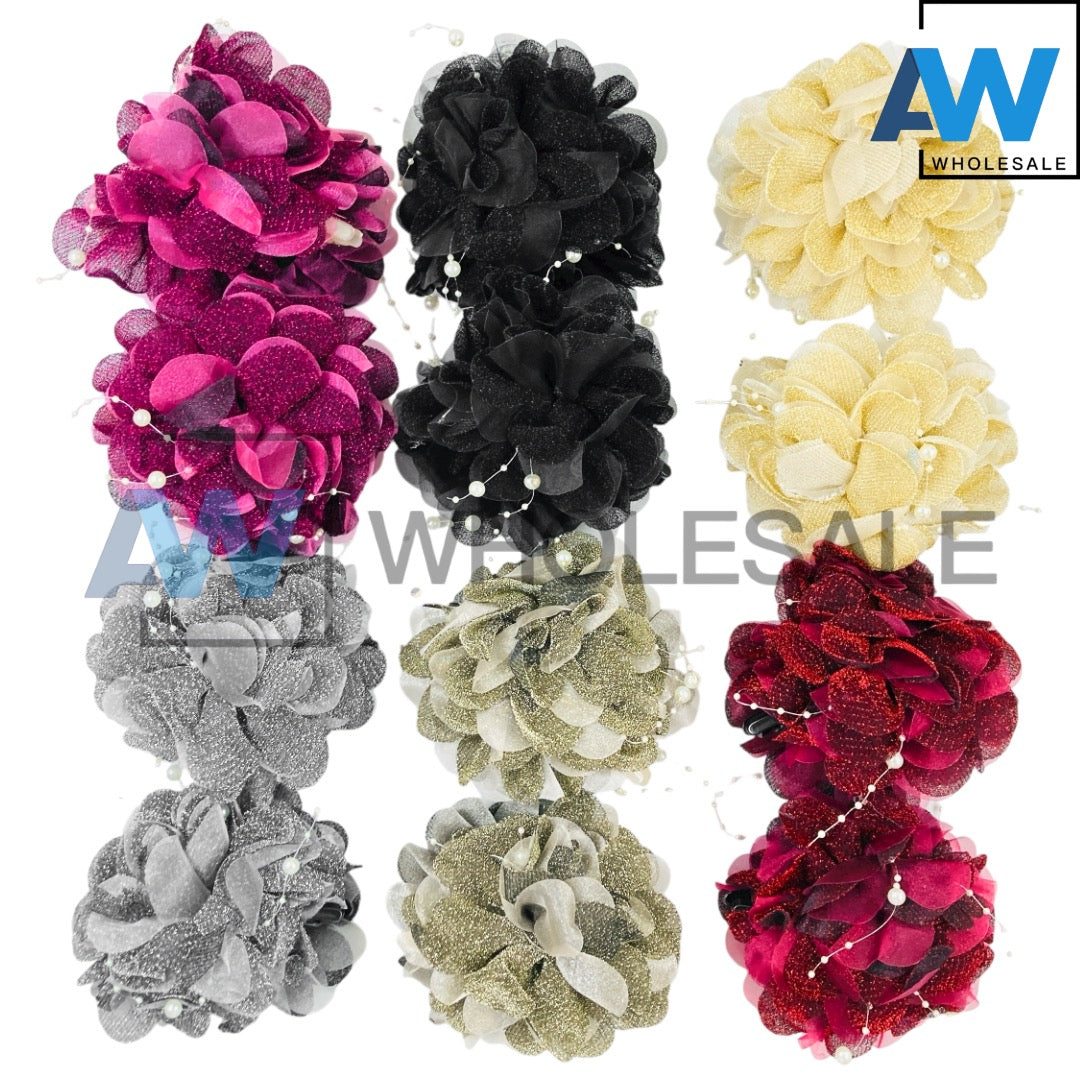 AB-1277 (12 pcs) Fabric 13 cm Hair Clamps