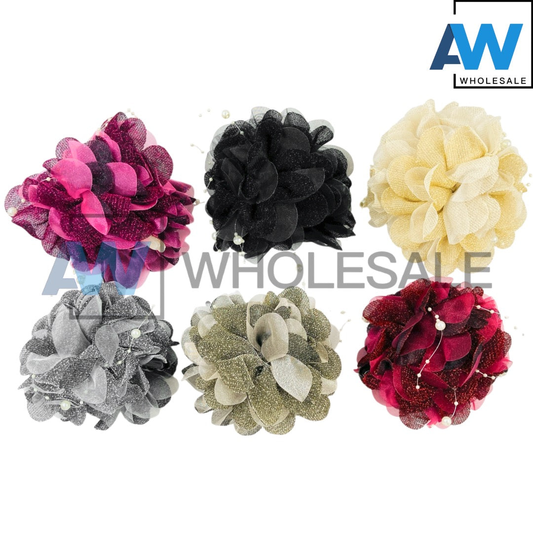 AB-1277 (12 pcs) Fabric 13 cm Hair Clamps