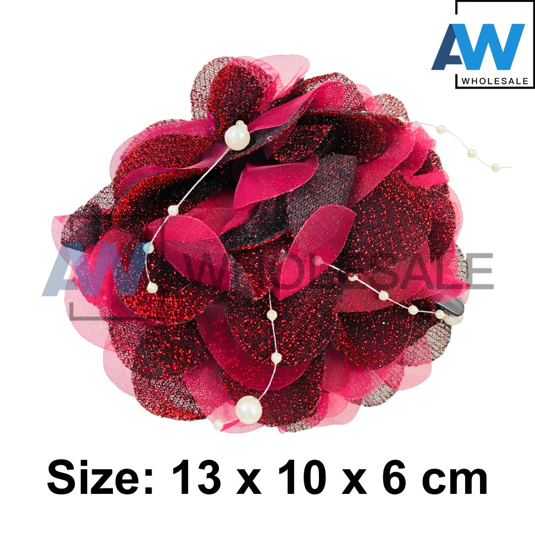 AB-1277 (12 pcs) Fabric 13 cm Hair Clamps