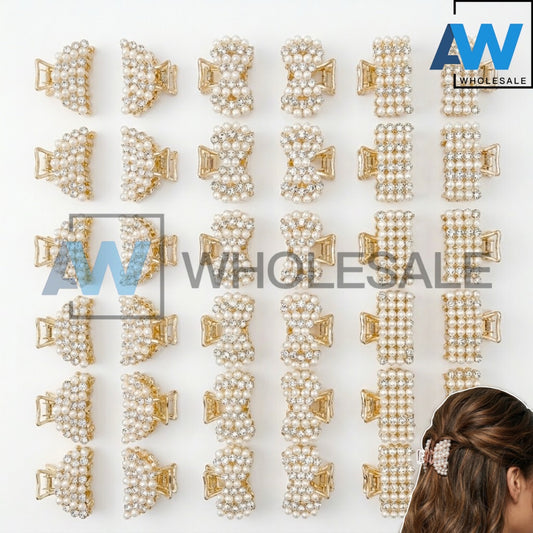 AB-1305 (12 pcs) Metal Pearl 4 cm Clamp