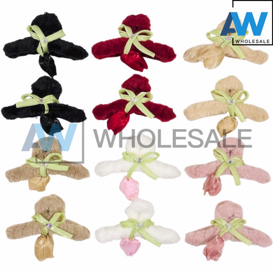 AB-1326 (12 pcs) Faux Fur 11 cm Hair Clamps