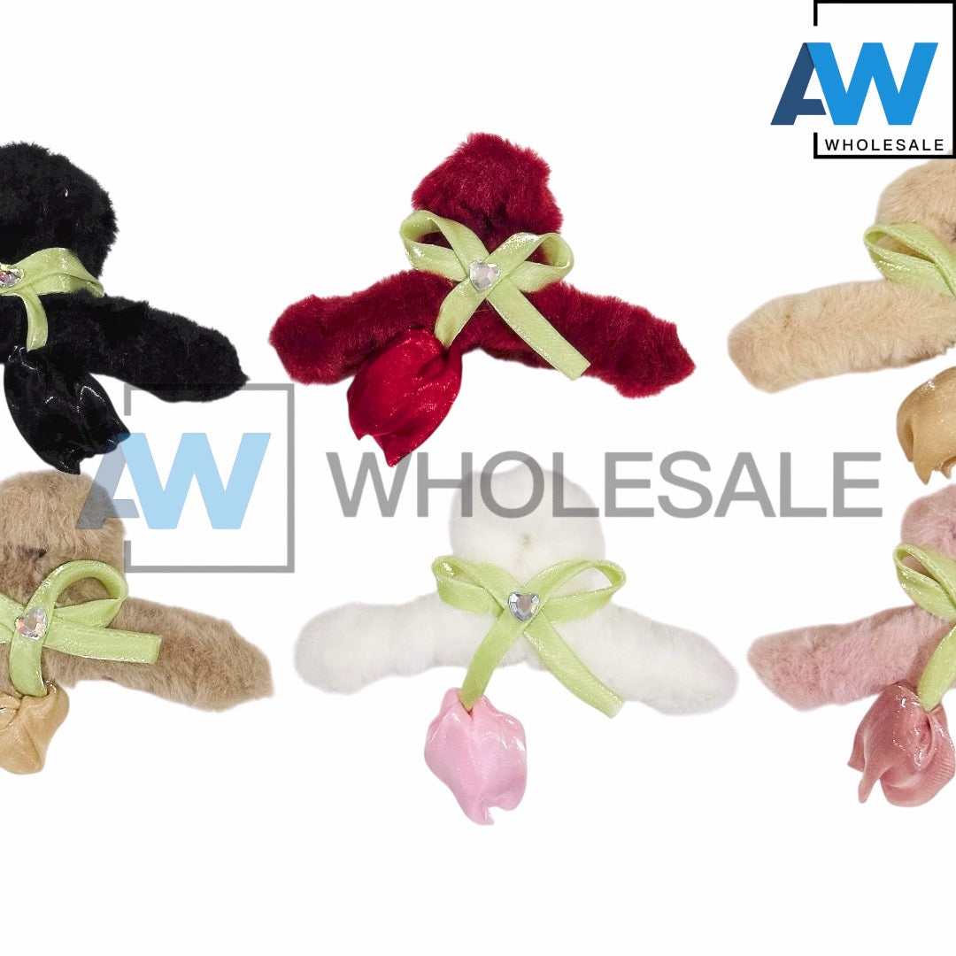 AB-1326 (12 pcs) Faux Fur 11 cm Hair Clamps