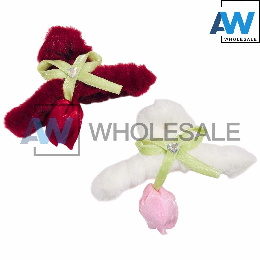 AB-1326 (12 pcs) Faux Fur 11 cm Hair Clamps