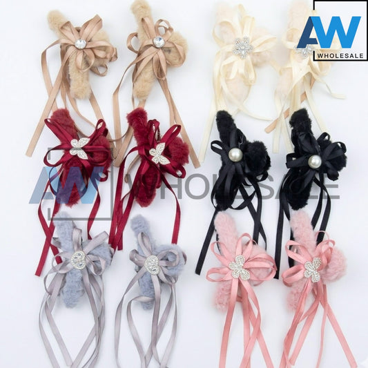AB-1327 (12 pcs) Faux Fur 11 cm Hair Clamps