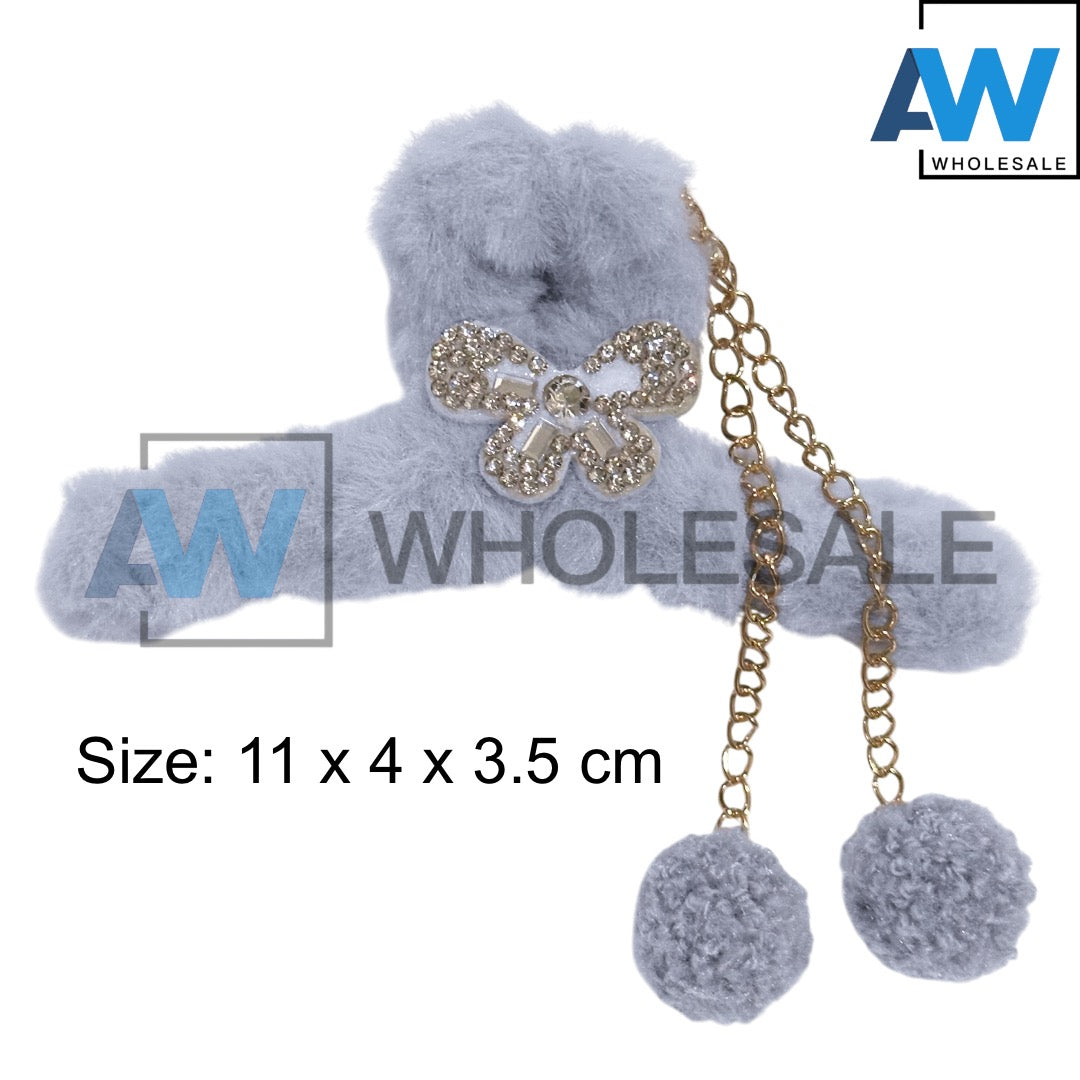 AB-1328 (12 pcs) Faux Fur 11 cm Hair Clamps