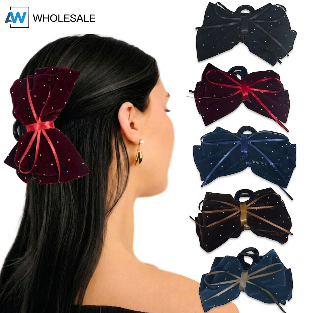 AB-1341 (12 pcs) Velvet 13 cm Hair Clamps