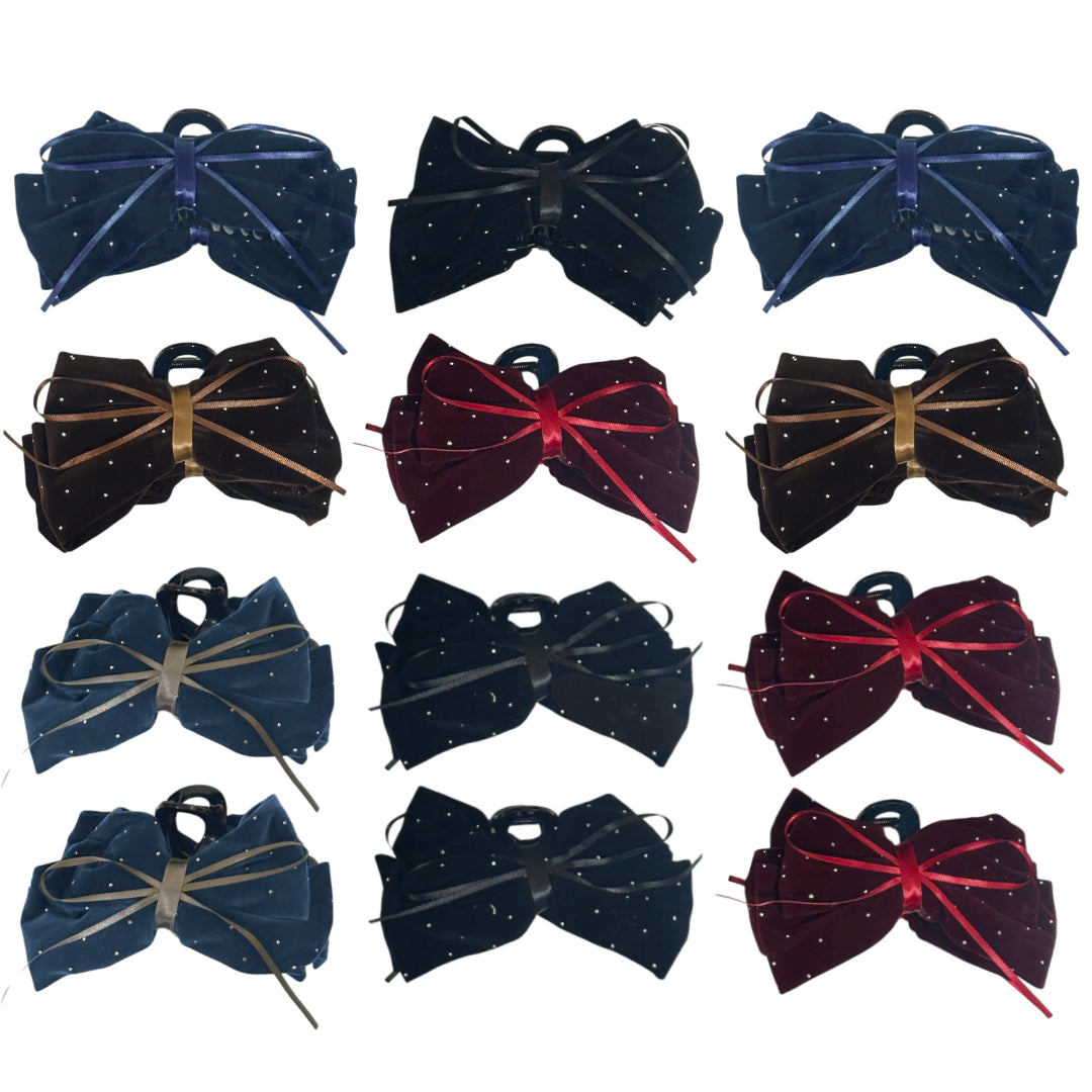 AB-1341 (12 pcs) Velvet 13 cm Hair Clamps