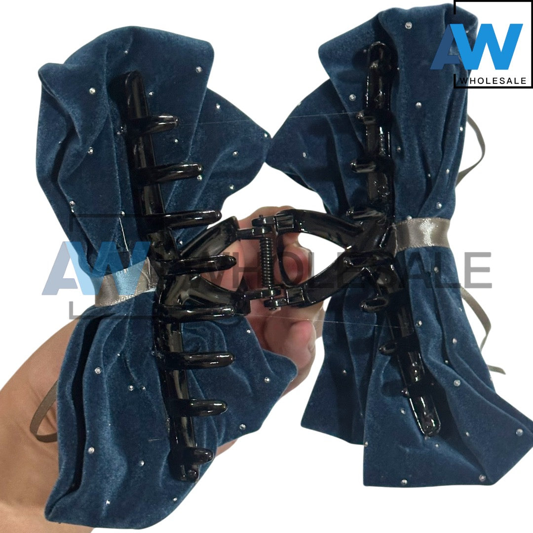 AB-1341 (12 pcs) Velvet 13 cm Hair Clamps